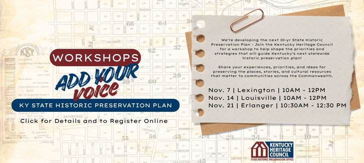 Click for details about our Historic Preservation Planning Workshops in November